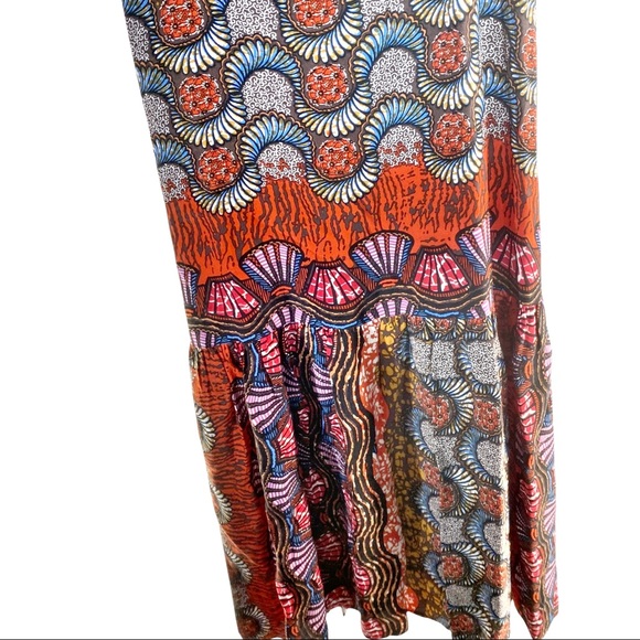 Corey Lynn Calter Anthropologie Doriane Midi Dress Abstract Pattern Ruffle XS - Picture 8 of 10